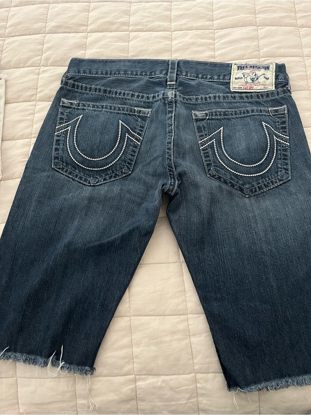 True Religion Blue Denim Jean shorts cut off